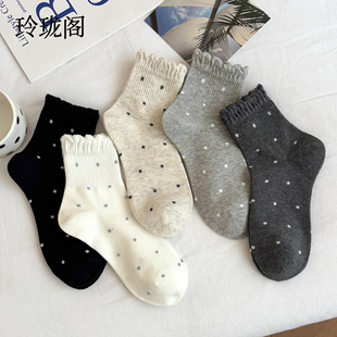 纯棉袜短袜日系花边长袜可爱ins潮透气低帮短款 波点袜子女款 冬季