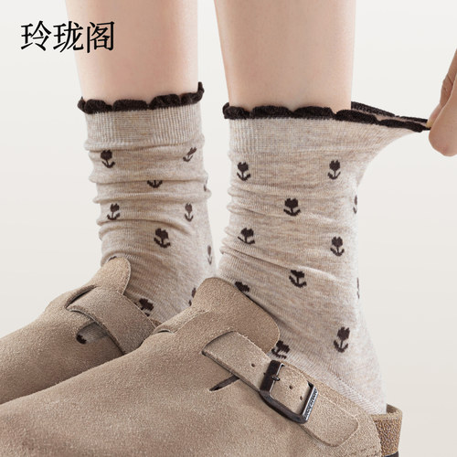 【软糯花边袜】配勃肯鞋太舒服了
