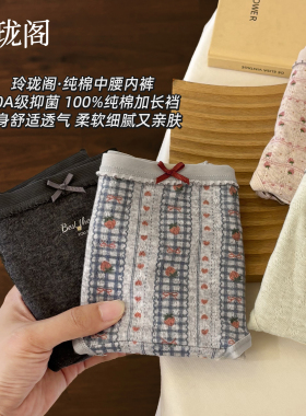 内裤女款纯棉10a级抗菌全棉加长裆女士中腰ins三角裤透气韩系短裤