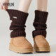 咖色堆堆袜套女配雪地靴小腿套袜加厚棕色美拉德外穿冬天2026新款
