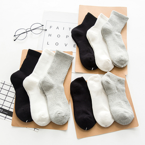 白色袜子女中筒袜纯棉加厚毛巾袜ins潮情侣运动袜男黑色短袜棉袜