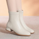 一件代发中年妈妈鞋 秋冬加绒瘦瘦靴白色短靴女春秋单靴粗跟马丁靴