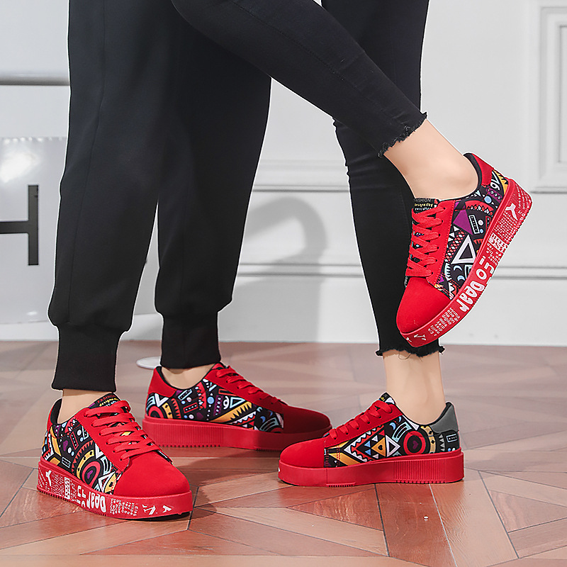 红色表演鞋男童小码35帆布鞋中大童女学生休闲防滑板鞋36潮鞋