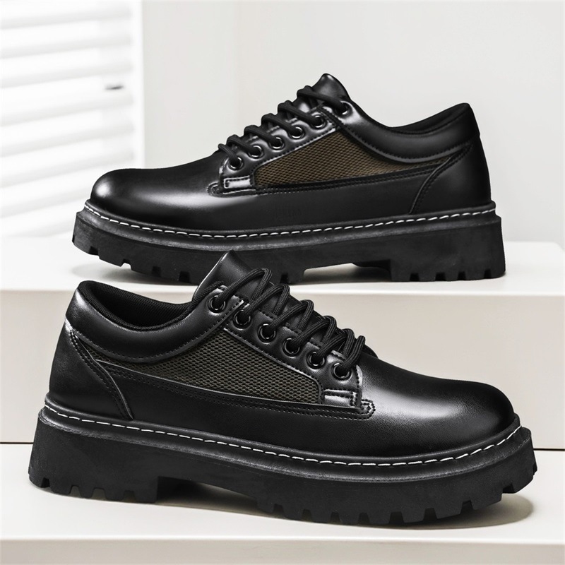 男鞋秋季2025潮流网红马丁靴英伦风潮流皮面工装鞋大学生休闲皮鞋