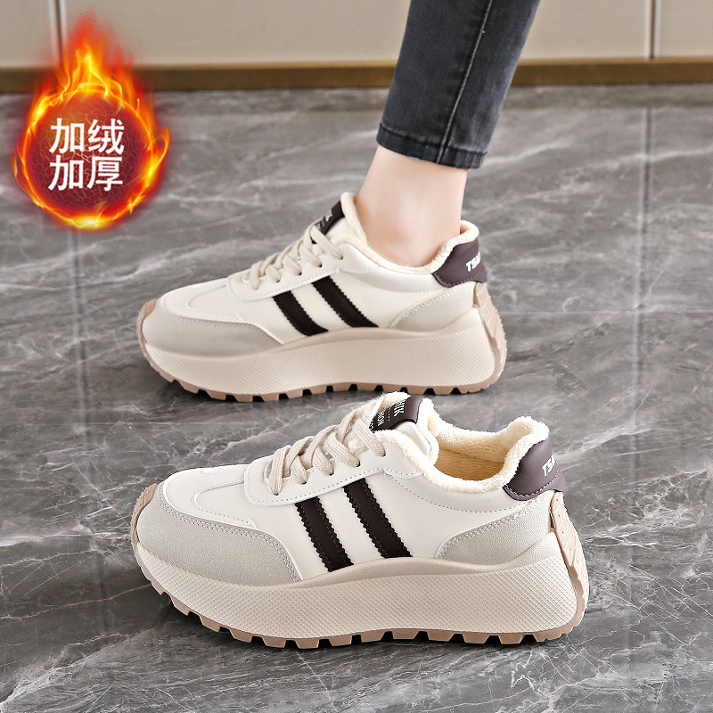 阿甘鞋女款2025冬季韩版新款加绒棉鞋女学生运动老爹鞋厚底休闲鞋