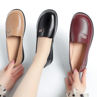 24春季新款女单皮鞋乐福鞋软底软面驾车郊游ZX2365大码43