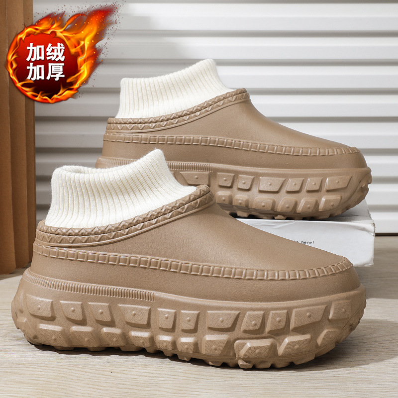 时尚情侣棉鞋防滑雪地靴2025年全包冬季加绒轮胎底舒适保暖棉拖鞋