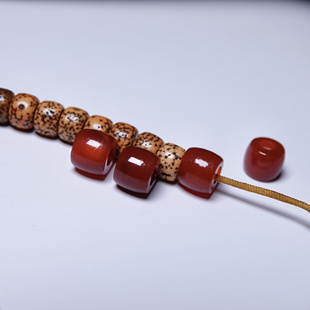 天然玛瑙桶珠散珠大孔道文玩纯手工DIY百搭念珠手串顶珠腰珠配珠