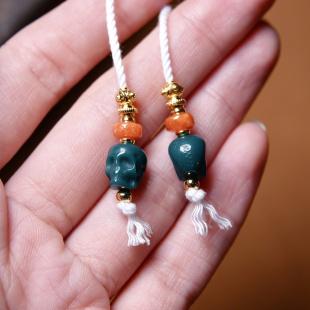 料器尸陀林主弟子珠一对南红隔珠隔片腰珠文玩DIY念珠百搭配饰