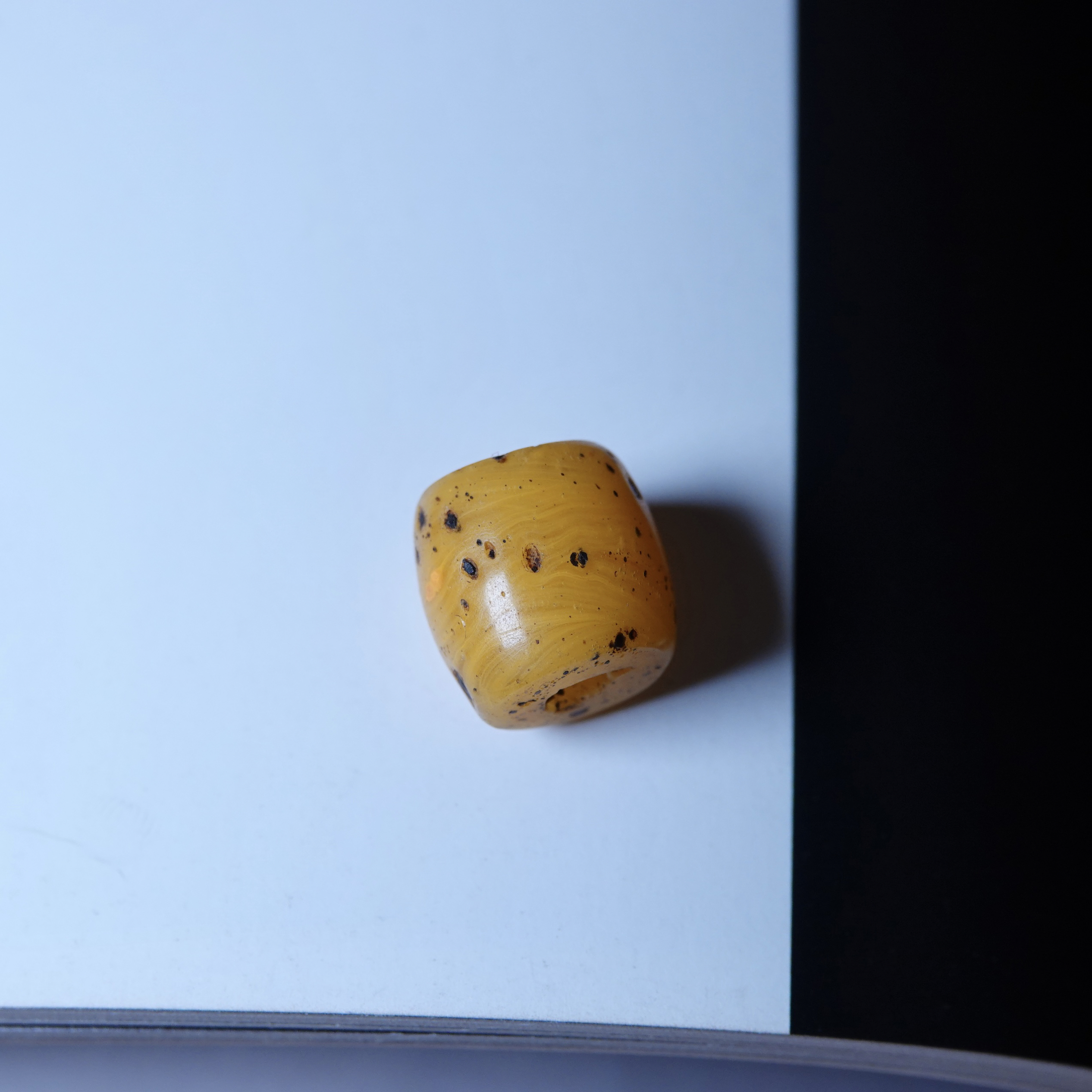 清代原生态黄色老琉璃桶珠超润顶珠文玩DIY佛珠多宝手串百搭配珠