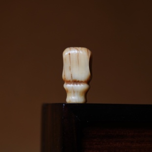 猛犸牙一体式佛头三通满笑高级白配件大孔道满收缩文玩佛珠束尾