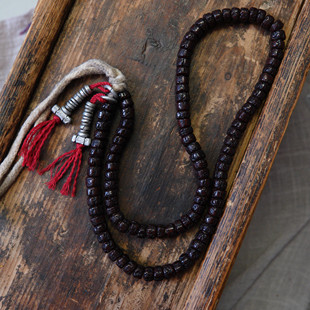 真正尼泊尔藏式老金刚菩提念珠108颗包浆孔道磨损到位记数侧挂