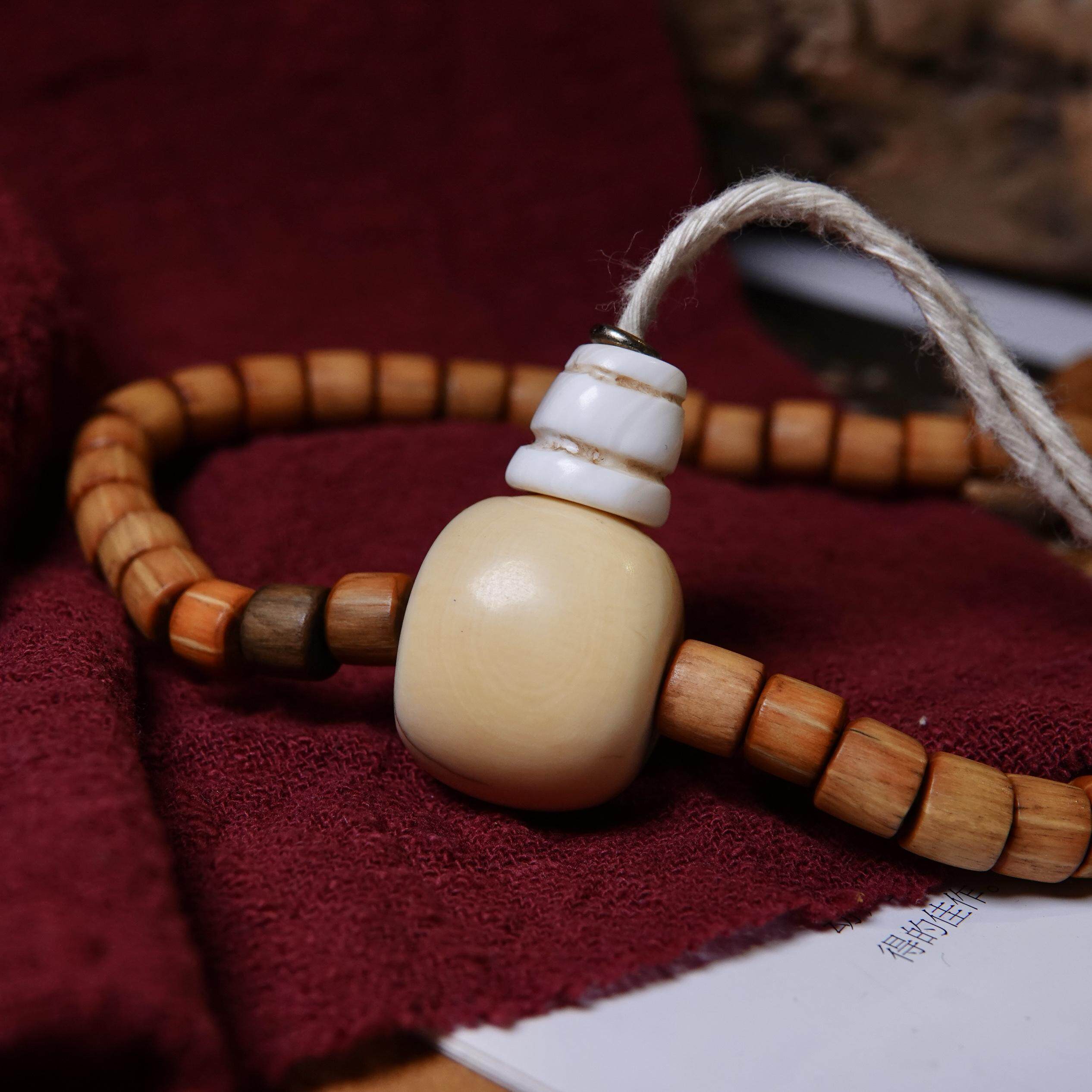 藏传老高白猛犸牙果冻料佛头三通文玩纯手工DIY念珠佛头吊珠配珠