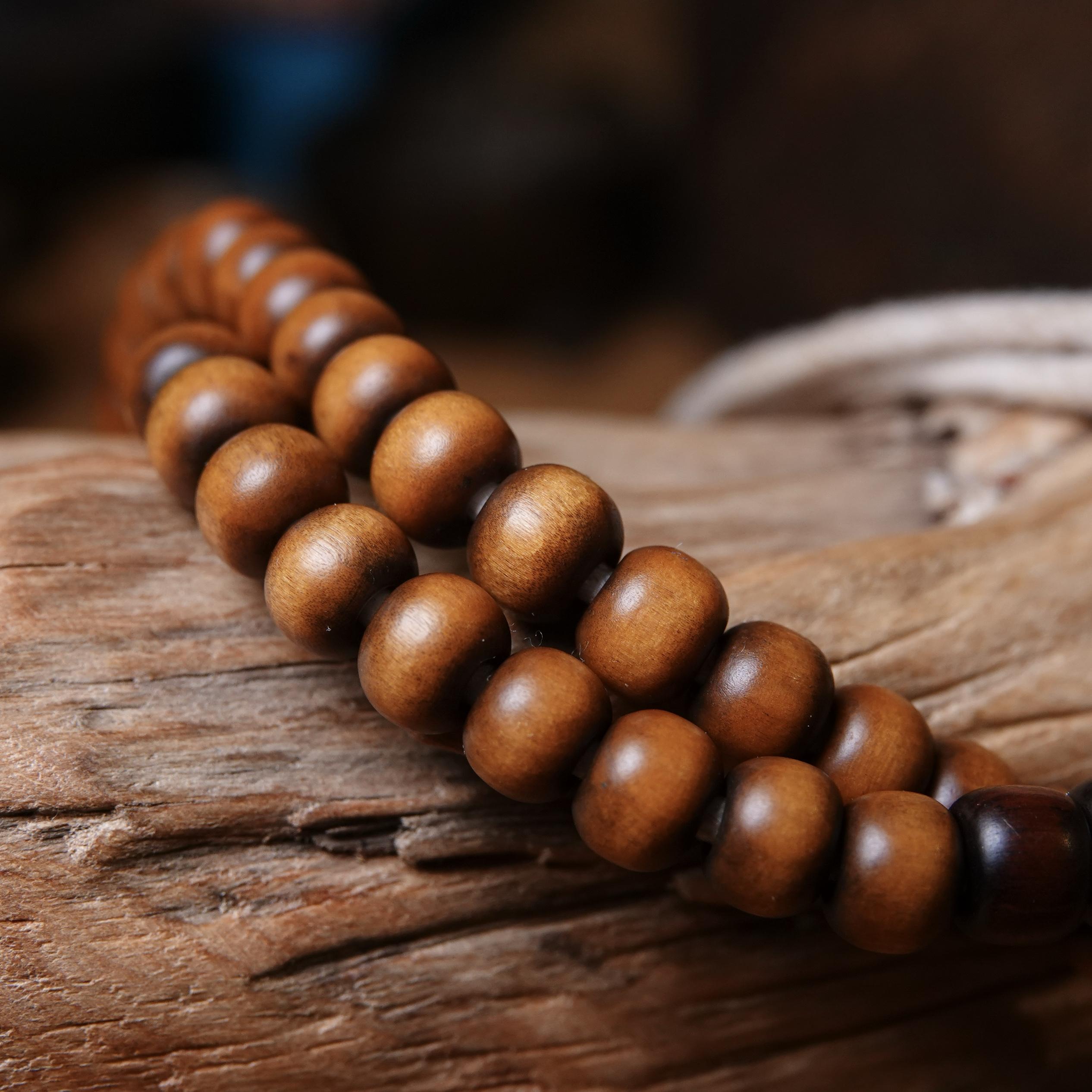 7.5mm老桃木念珠包浆厚重藏系纯手工DIY念珠手串配珠一图一物