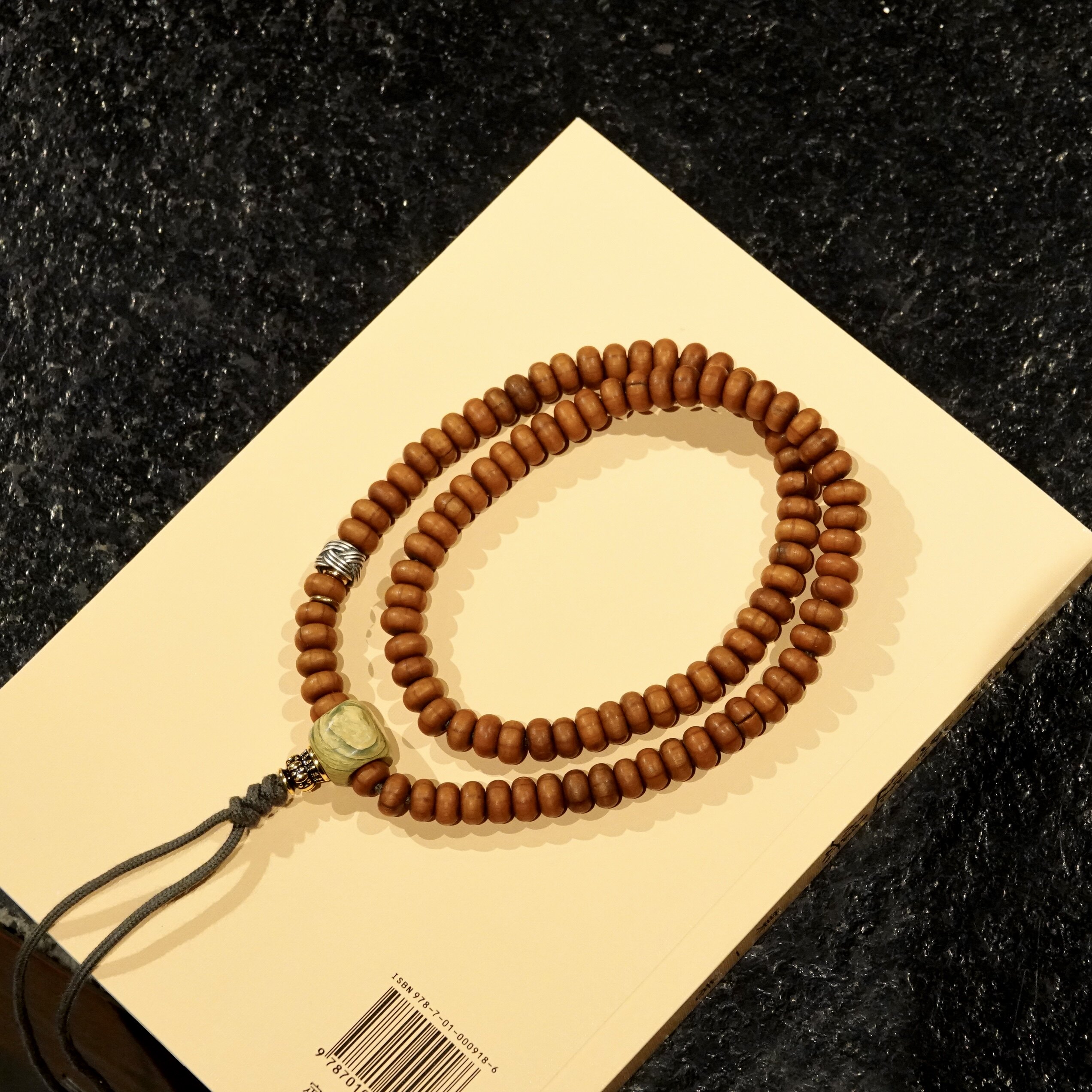 大包浆磨损老六道木念珠原生态纯手工玉石三通佛头念珠手串随身