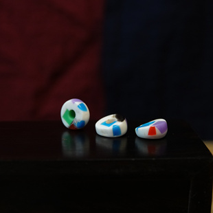 9.5mm西藏三色料器直切马蹄型隔珠隔片包浆磨损到位纯手工文玩