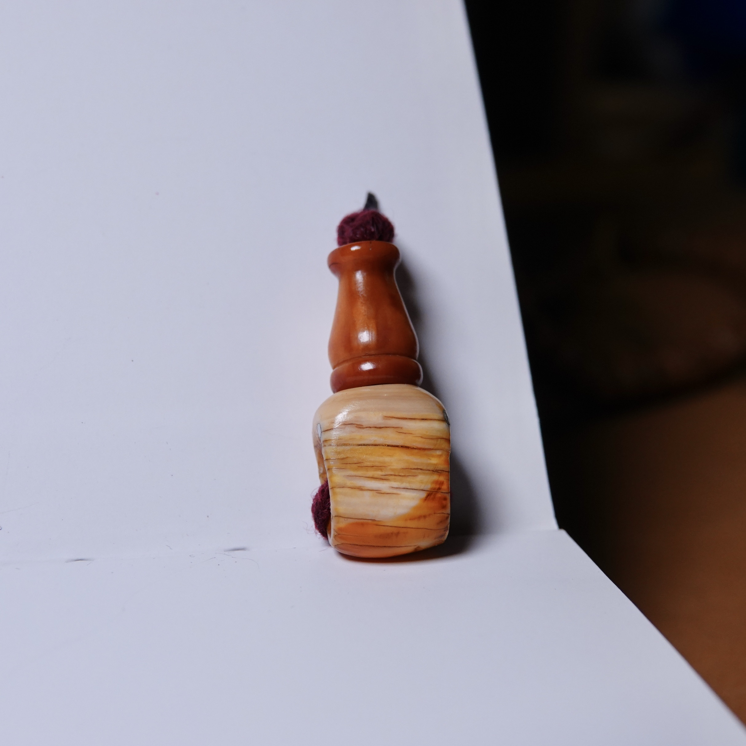 猛犸牙老高白佛头三通配件后粘补藏式文玩纯手工DIY念珠手持束尾