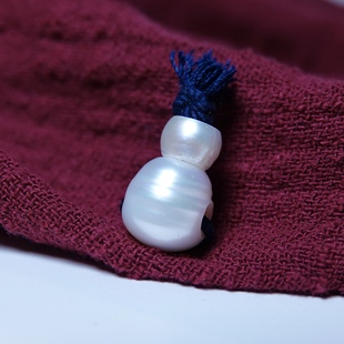 天然纯手磨老珍珠三通佛头配件文玩念珠手持束尾百搭配饰一图一物