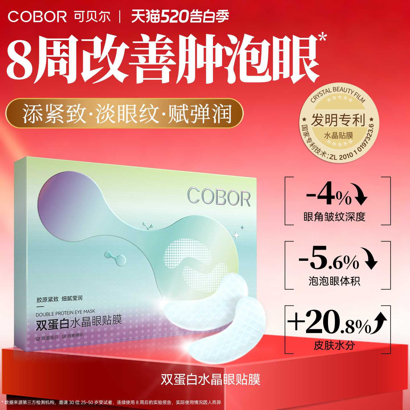 可贝尔COBOR水晶眼膜补水保湿淡化细纹紧致抗皱眼贴可贝尔眼贴膜