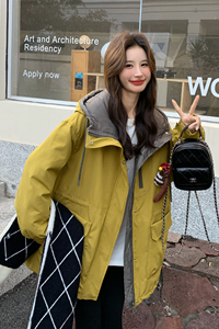 【新品】亮黄色拼灰 连帽款羽绒服2268-P285-控418图片