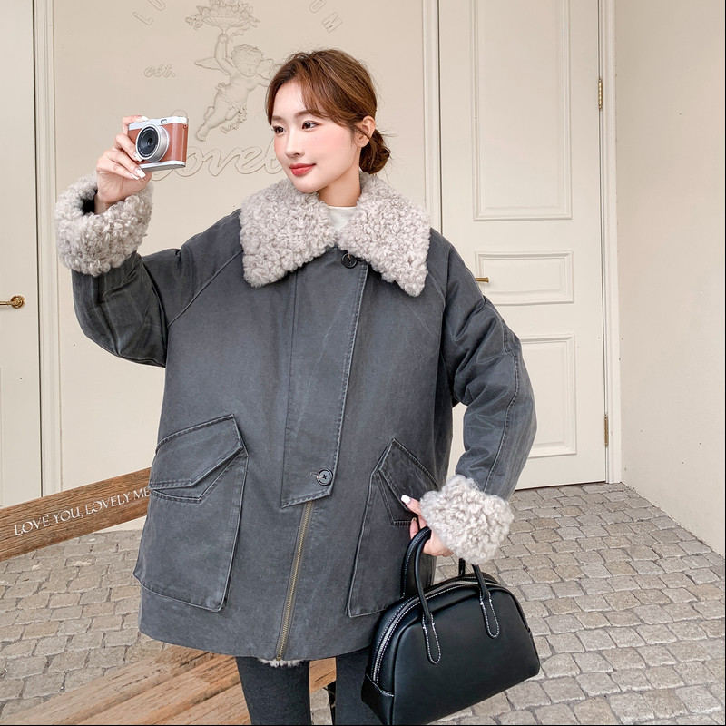 【新品】高级灰加厚羊羔毛内胆派克服2237-P265-控378,女装派克服,2C121