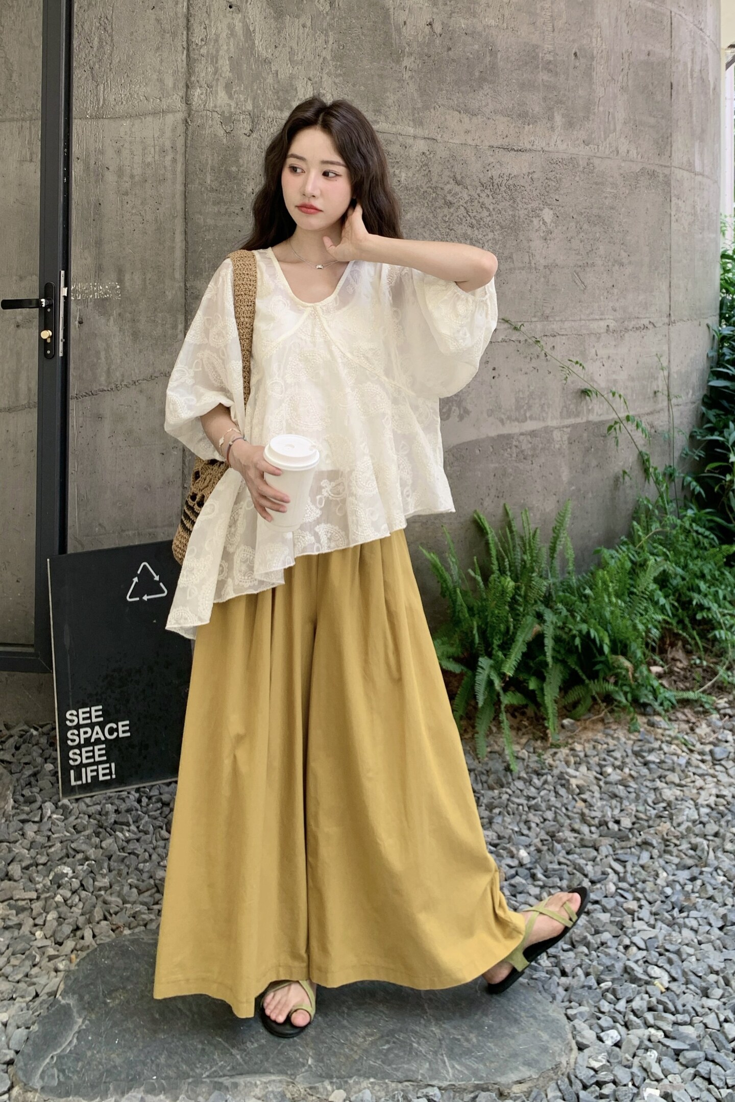 ~腰果花刺绣上衣+南瓜阔腿裤套装1251-P165-控238,女装套装/套裙,2C121