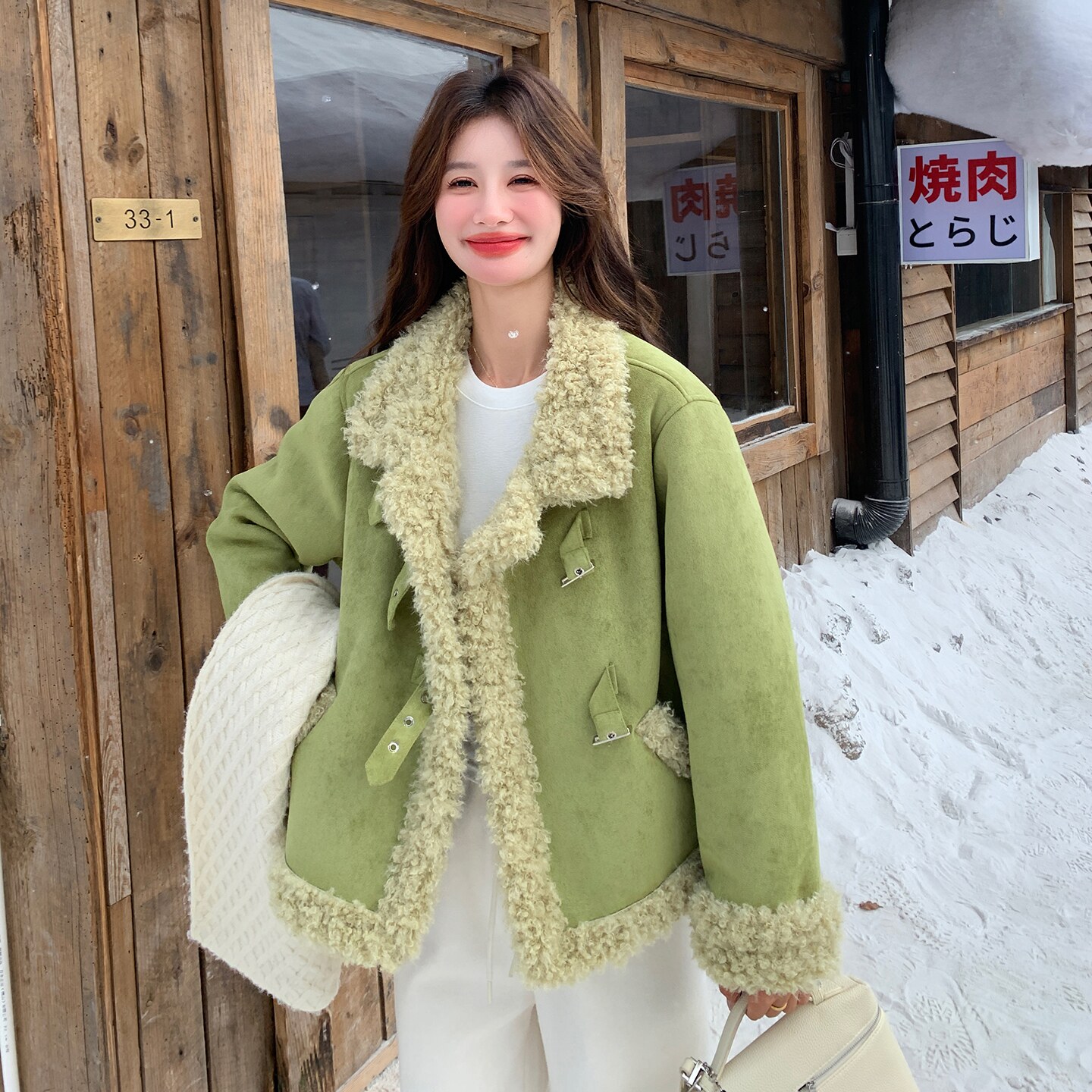 【加厚大货】今冬主流果绿巨显白保暖羊羔毛2260-P215-控328,女装短外套,2C121