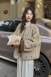 【】冬季波点刺绣皮毛一体羊羔毛短外套2250-P195-控288，女装短外套，2C121