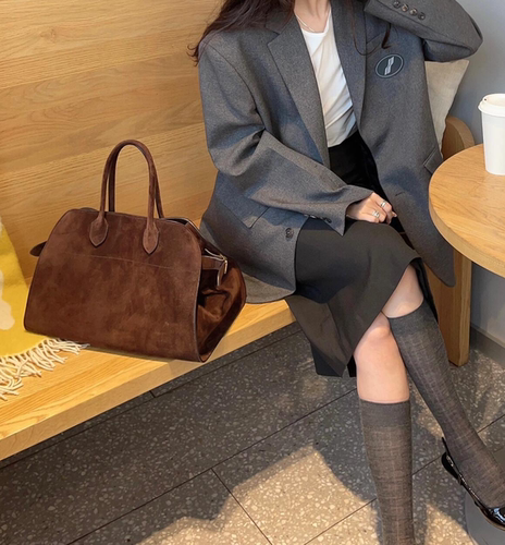 进口麂皮棕margaux15时尚托特包