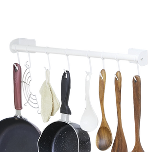 厨房挂杆免打孔强力粘胶挂钩墙上壁挂厨具用品锅铲勺子收纳置物架