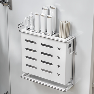 圣西陶刀架置物架免打孔厨房刀具盒超薄橱柜门内放刀架菜刀收纳架