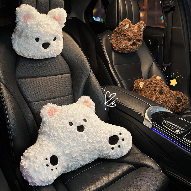 汽车腰靠护颈枕可爱小熊车载靠枕