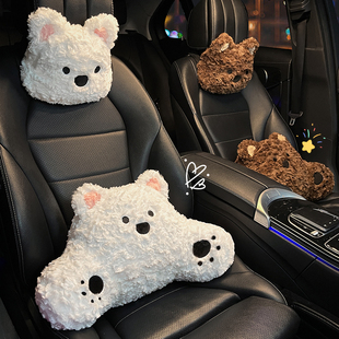 汽车腰靠头枕车载座椅靠枕套装 饰用品 卡通可爱小熊护腰靠垫车内装