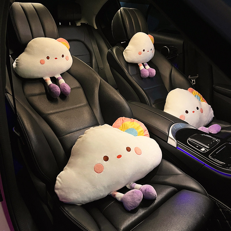 汽车头枕护颈枕卡通可爱一对座椅靠枕车载驾驶座腰靠套装四季通用
