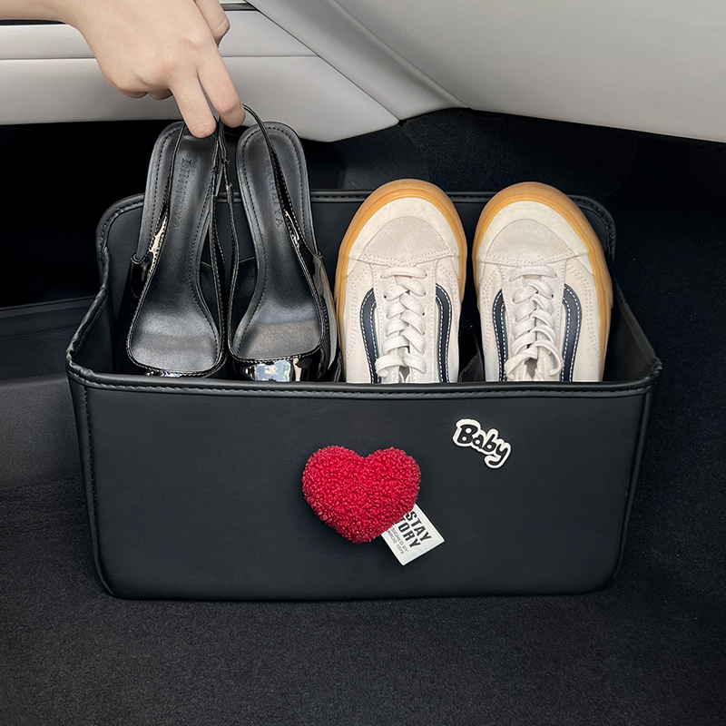 车载鞋盒卡通可爱玩偶装饰收纳盒