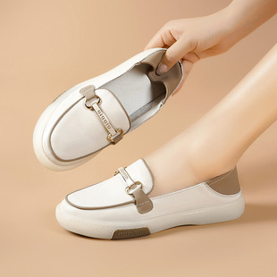 春秋牛筋底小白鞋女新款轻便休闲板鞋真皮软底单鞋女鞋夏季薄款