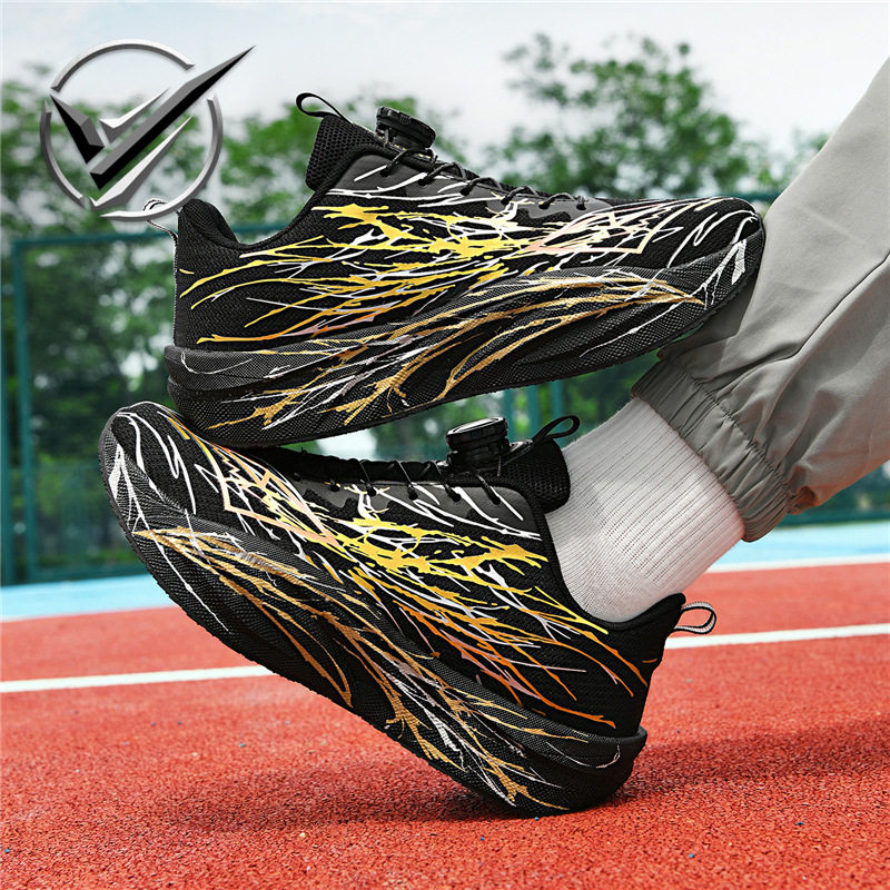 旋转纽扣男女同款低帮轻便缓震回弹反光夜视跑步鞋时尚百搭运动鞋