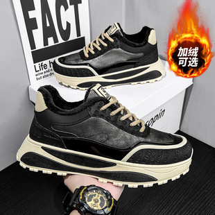 秋冬季 帅气运动棉鞋 加绒防寒学生版 时尚 皮面老爹鞋 欧洲站潮牌男鞋