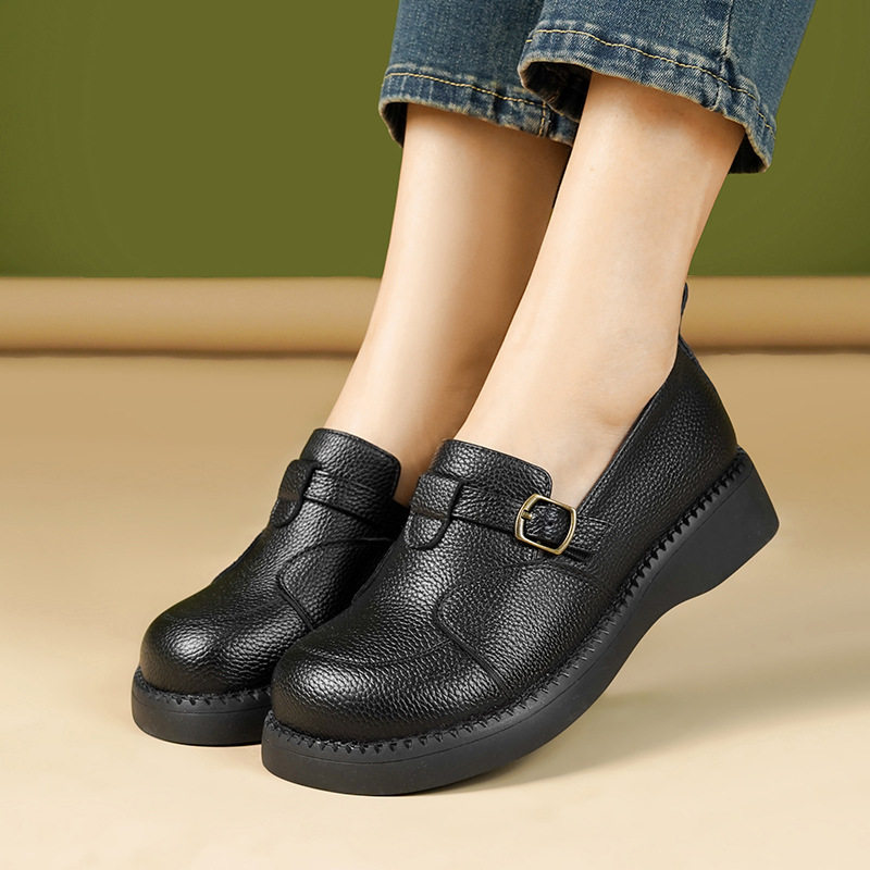 真皮单鞋女春秋季新款软底小皮鞋一脚蹬平底休闲乐福鞋舒适妈妈鞋,运动鞋new,运动休闲鞋,淘宝优惠券,粉丝福利购,淘宝优惠卷