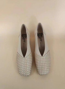 VME/舞魅2024春季圆头中跟编织艺术感通勤单鞋VS24A9706