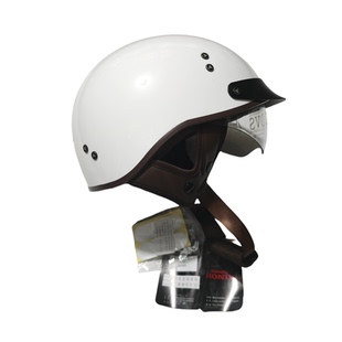 新大洲本田电动摩托车夏季轻便日式复古机车半盔男女头盔哈雷白色