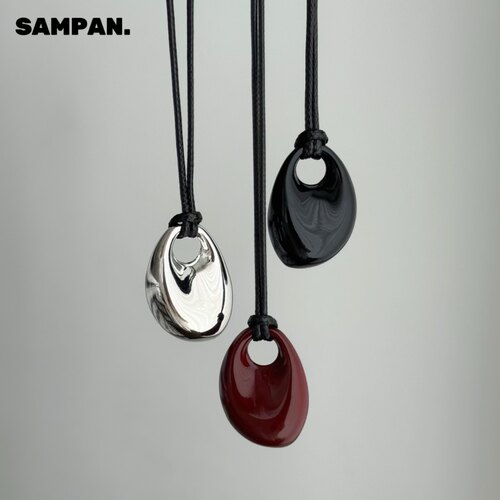 SAMPAN小众设计感银色椭圆吊坠