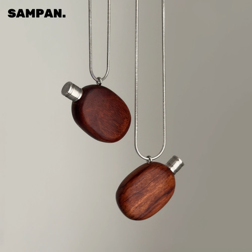 不掉色｜SAMPAN小众设计高级感木质酒壶项链女轻奢简约百搭毛衣链