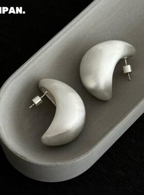 定制LISAWANG同款925银针手工拉丝卷面拱门耳环Orbit宽面小众耳饰