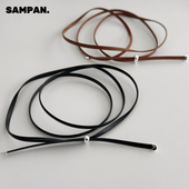 SAMPAN定制人造皮革皮绳项链配件黑绳项链复古棕色毛衣链diy长款