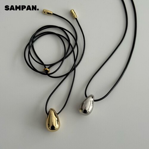 SAMPAN冷淡风金属水滴毛衣链女