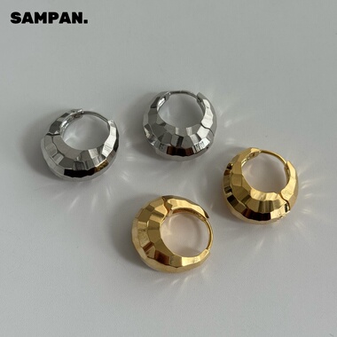 SAMPAN闪耀多切面水滴耳扣高级感2026新款轻奢法式耳环女爆闪耳饰