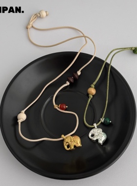 SAMPAN小众设计感山丘图腾小象项链女高级感简约时尚动物毛衣链