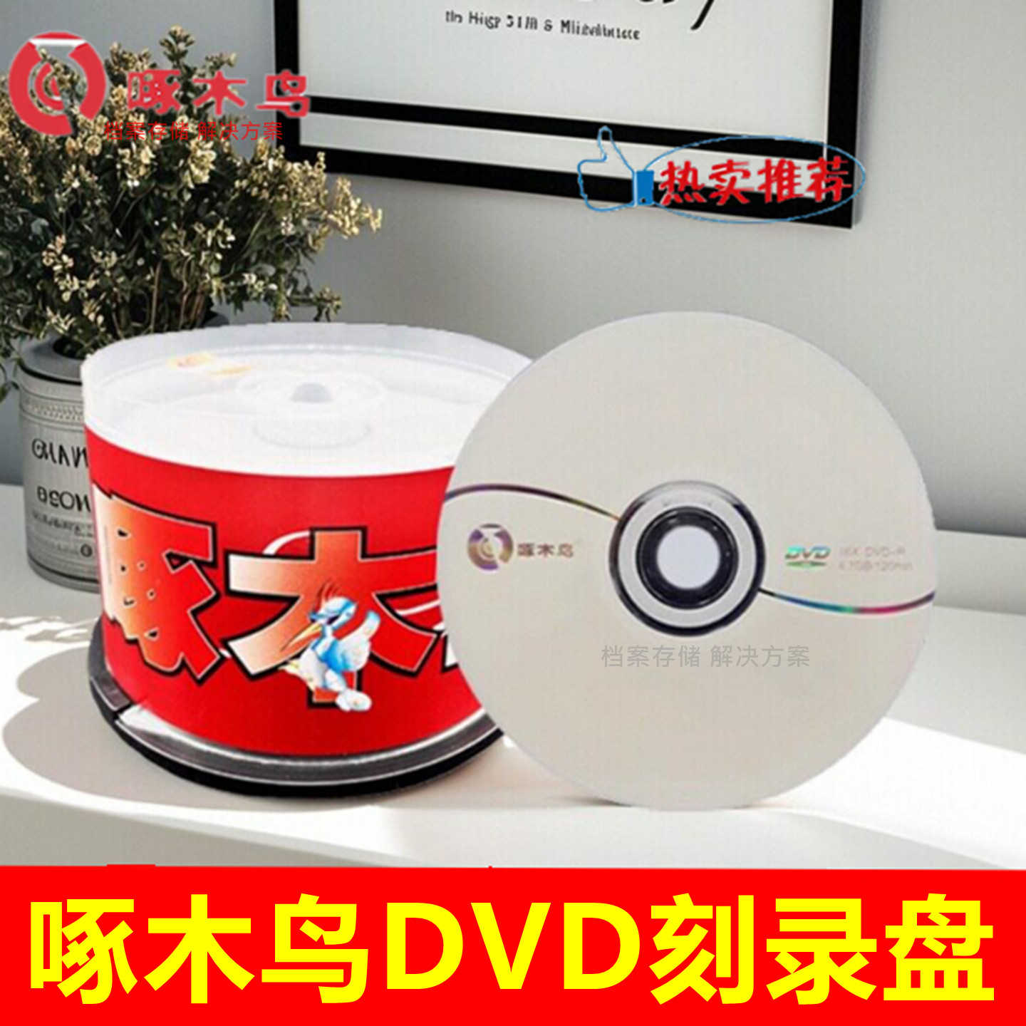 啄木鸟简系列DVD-R+R光盘16X 4.7GB电脑空白刻录盘 白系列DVD光碟