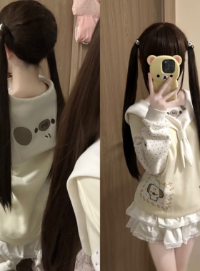 Blurredbear原创日系软妹宅萌可爱软妹狗狗海军领卫衣秋冬外套